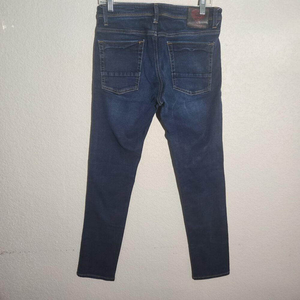 Ed Hardy Womens Skinny Fit Jeans Size 30 Dagger Blue Denim Red Stitching